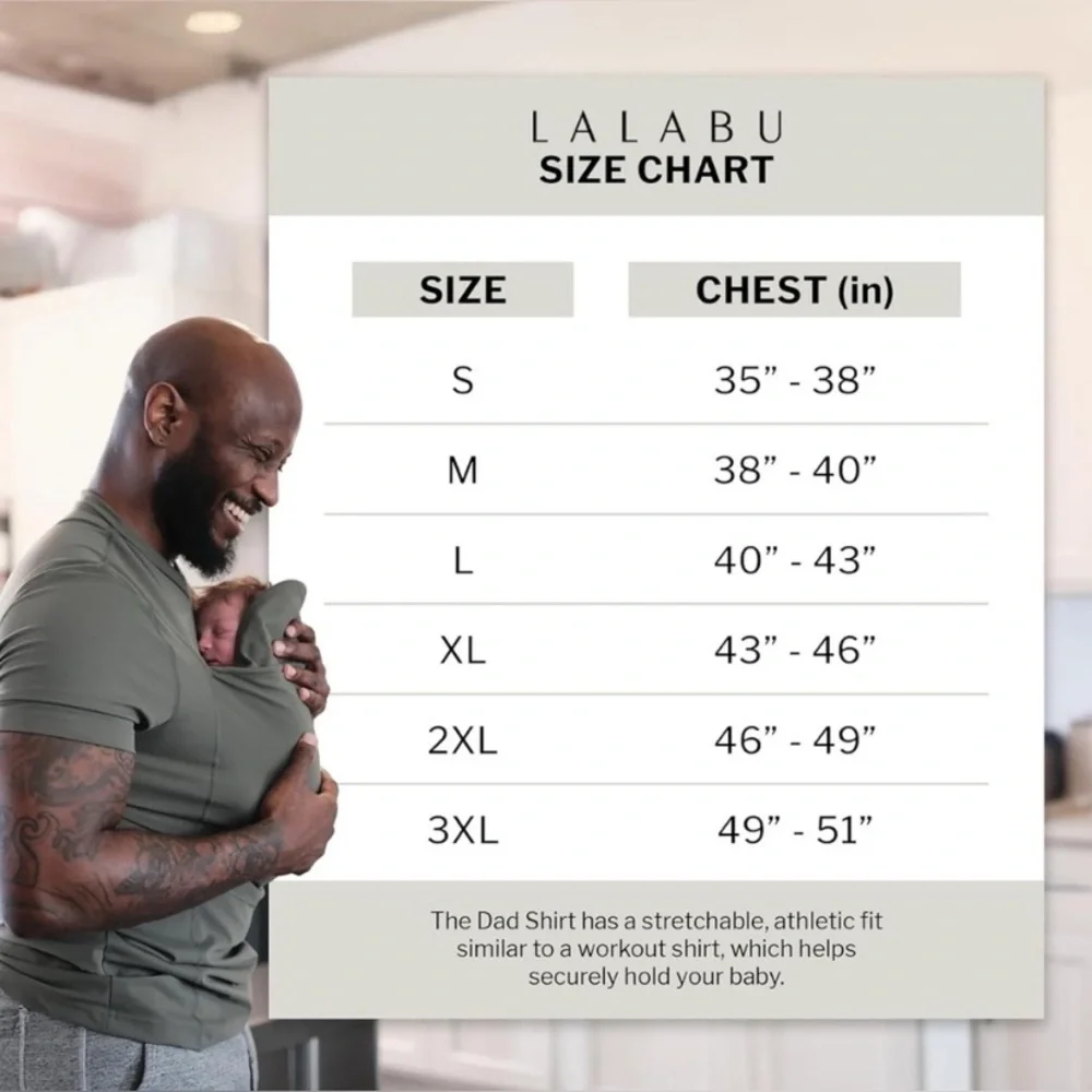 LALABU Men’s The Dad Shirt Baby Front Pouch Short Sleeve Brook Blue Sz Medium - Picture 14 of 14